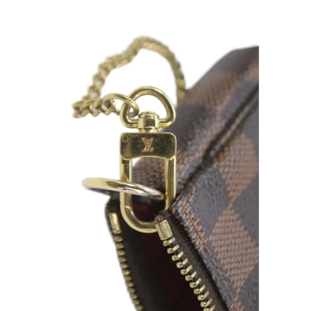 Louis Vuitton Womens Damier Ebene Trunks & Bags Mini Pouchette Handbag Brown
